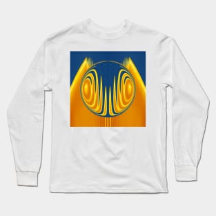 I CAN SEE SUMMER . Abstract symmetrical design in vivid yellow and bright blue Long Sleeve T-Shirt